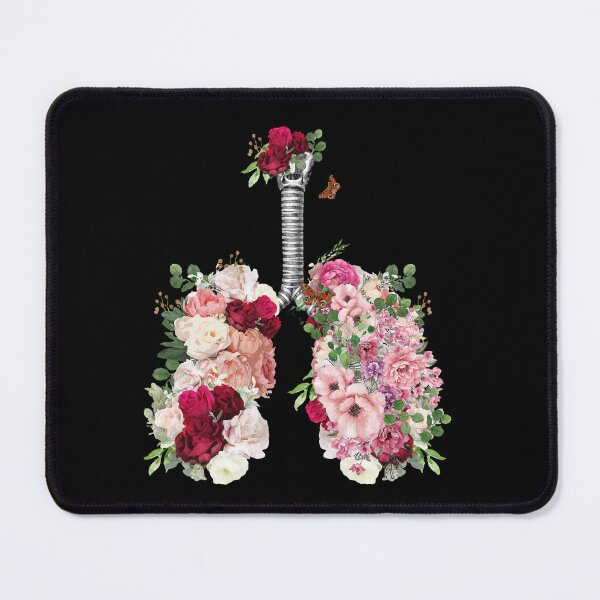 Item preview, Lung, floral lung, cancer awareness, bloom roses floral, anatomy, ink and watercolor designed and sold by Collagedream.