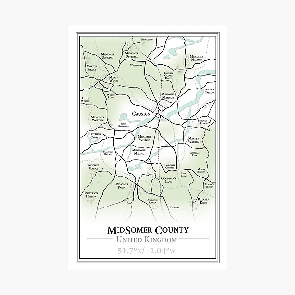 Item preview, Map of Midsomer County designed and sold by cozymaps.