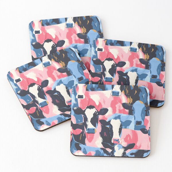 Item preview, Cows modern farmhouse style print pink blue designed and sold by Folksy Living.