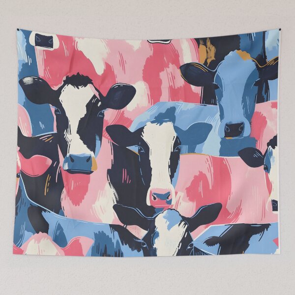 Item preview, Cows modern farmhouse style print pink blue designed and sold by Folksy Living.