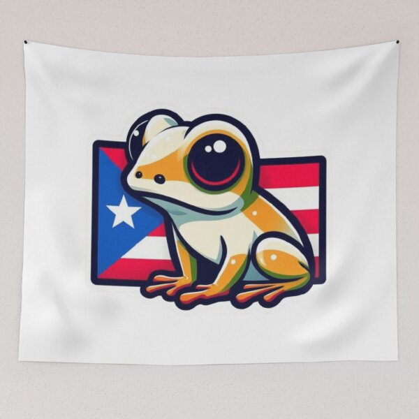 Item preview, “Tropical Coqui Frog with Puerto Rico Flag”  designed and sold by DarkSideArtz.
