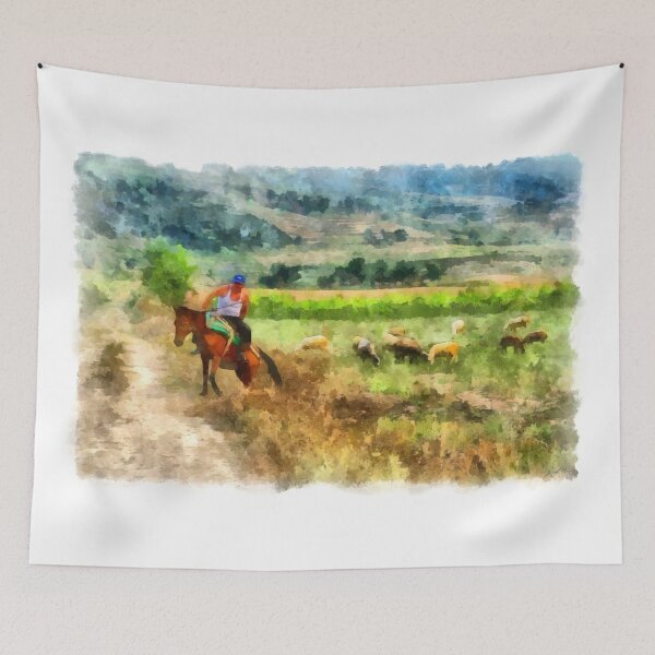 Item preview,  Shepherd on horseback with sheep grazing designed and sold by Giuseppe Cocco.