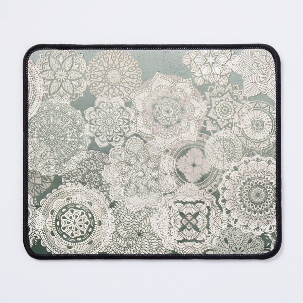 Item preview, White Painted Mandala lacework on green designed and sold by NoaaDesign.