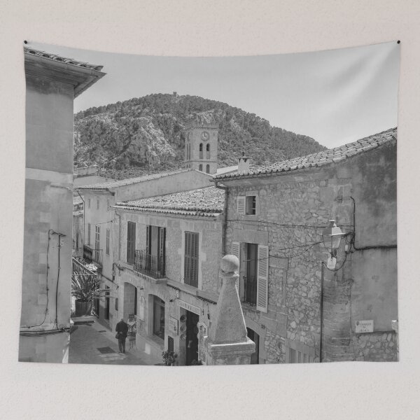 Item preview, Pollensa Town Rooftops Mallorca Black And White designed and sold by GG WALL ART.