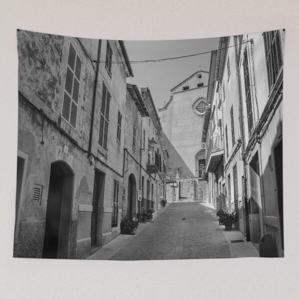 Item preview, Pollensa Street Mallorca Black And White designed and sold by GG WALL ART.
