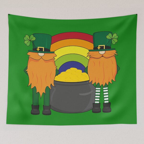 Item preview, Two funny leprechaun guarding a pot of gold designed and sold by WalkWiseDesign.