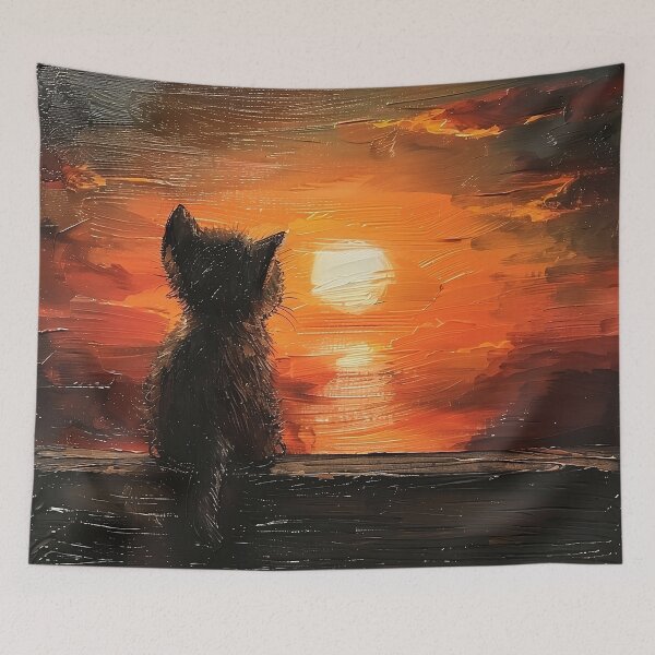 Item preview, Kitten watching the sunset designed and sold by CatsAndDogs-TF.