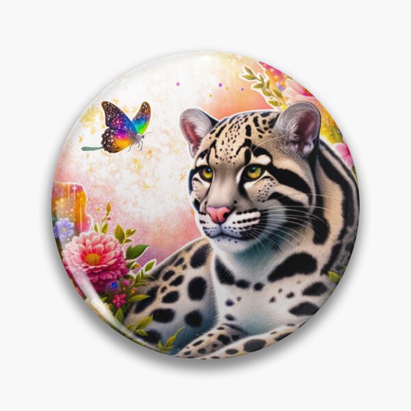 Item preview, Sunda Clouded Leopard in magical floral frame designed and sold by CritterManiaUK.