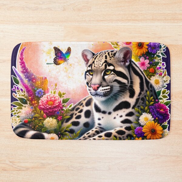 Item preview, Sunda Clouded Leopard in magical floral frame designed and sold by CritterManiaUK.