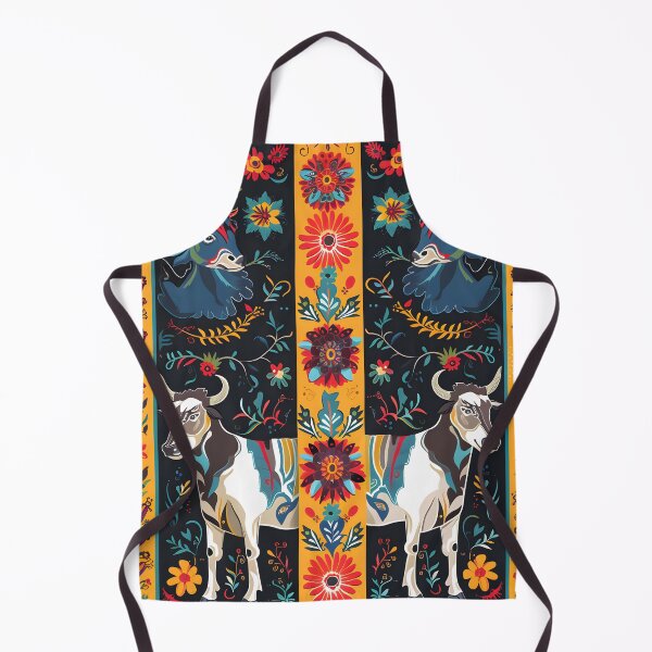 Item preview, Cows and Flowers Folk Pattern designed and sold by Folksy Living.