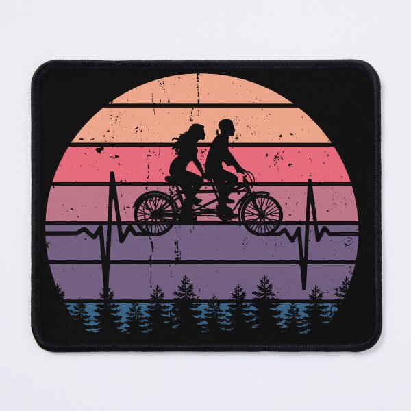 Item preview, Couple on a Tandem bike with heartbeat vintage designed and sold by MeringueMango.