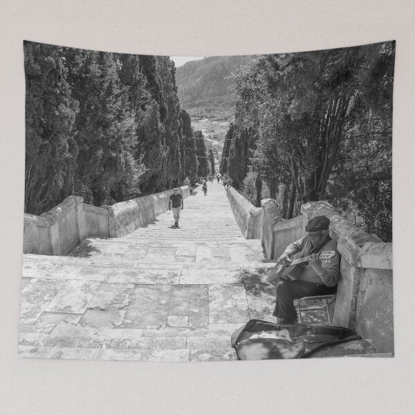 Item preview,  Calvari Steps Busker Pollensa Town Mallorca designed and sold by GG WALL ART.