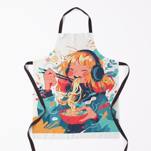 Artikelvorschau, Japanese Girl With Headphones Eating Noodles entworfen und verkauft von CoolMantras.