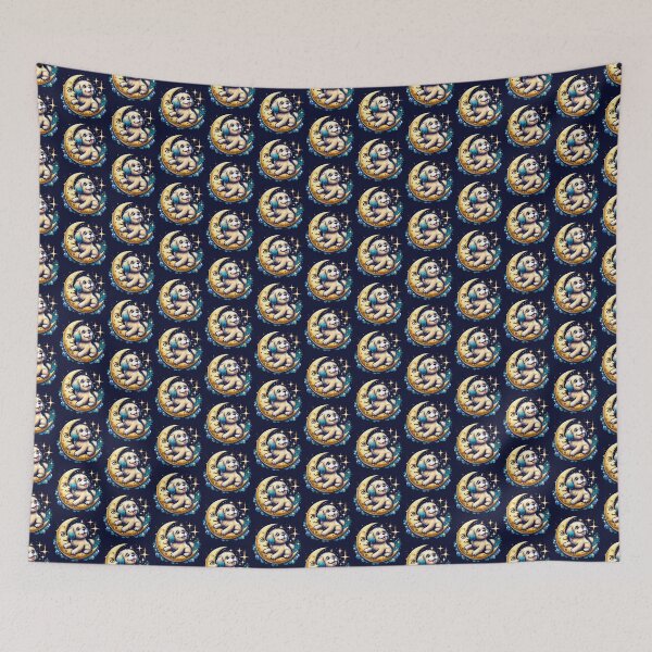 Item preview, Cute dog on friendly crescent moon - color illustration designed and sold by AD-Digital-Art.