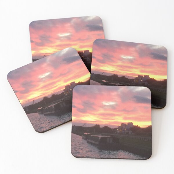 Item preview, Sunset on river and canal boats  designed and sold by Running-Duck.