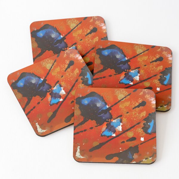 Item preview, Blue, Red, and Gold Alcohol Ink Painting designed and sold by freshinkarts.