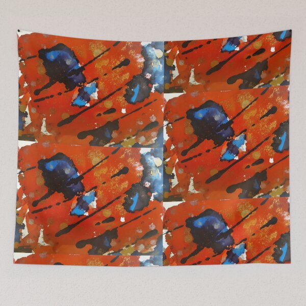 Item preview, Blue, Red, and Gold Alcohol Ink Painting designed and sold by freshinkarts.