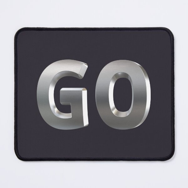 Item preview, 'GO' brushed steel texture lettering 3D illustration designed and sold by trepiu.