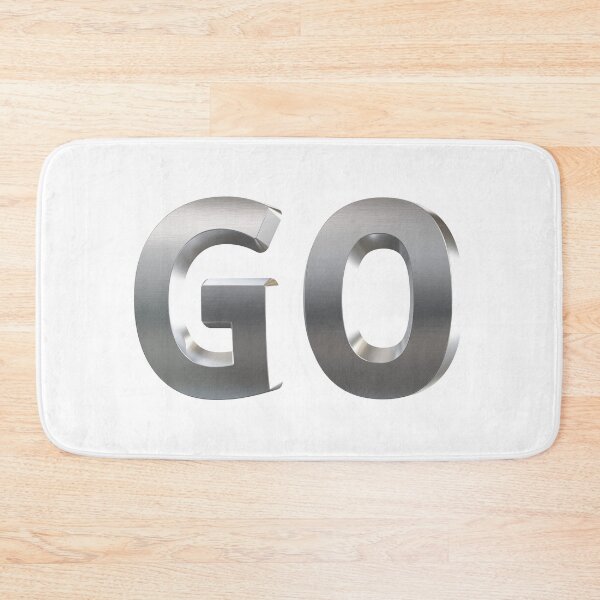 Item preview, 'GO' brushed steel texture lettering 3D illustration designed and sold by trepiu.