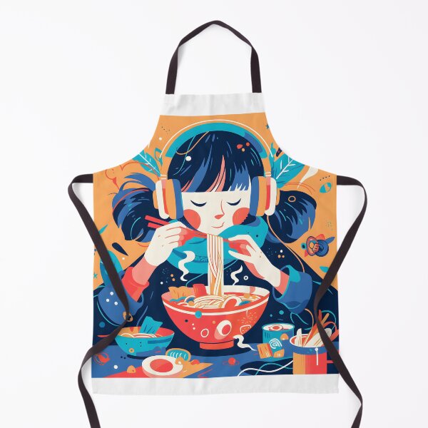 Artikelvorschau, Abstract Girl With Headphones Eating Noodles entworfen und verkauft von CoolMantras.