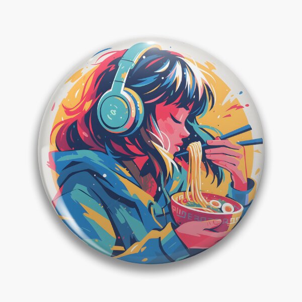 Artikelvorschau, Abstract Girl With Headphones Eating Noodles entworfen und verkauft von CoolMantras.