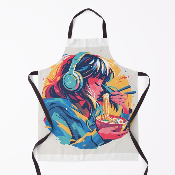 Artikelvorschau, Abstract Girl With Headphones Eating Noodles entworfen und verkauft von CoolMantras.