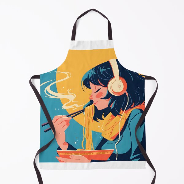 Artikelvorschau, Girl With Headphones Eating Noodles entworfen und verkauft von CoolMantras.