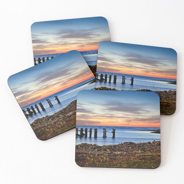 Item preview, Sunset across the Groynes at South Gare Redcar designed and sold by RosRidleyPhoto.