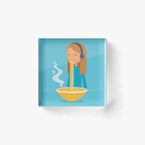 Artikelvorschau, Girl With Headphones Eating Spaghetti entworfen und verkauft von CoolMantras.