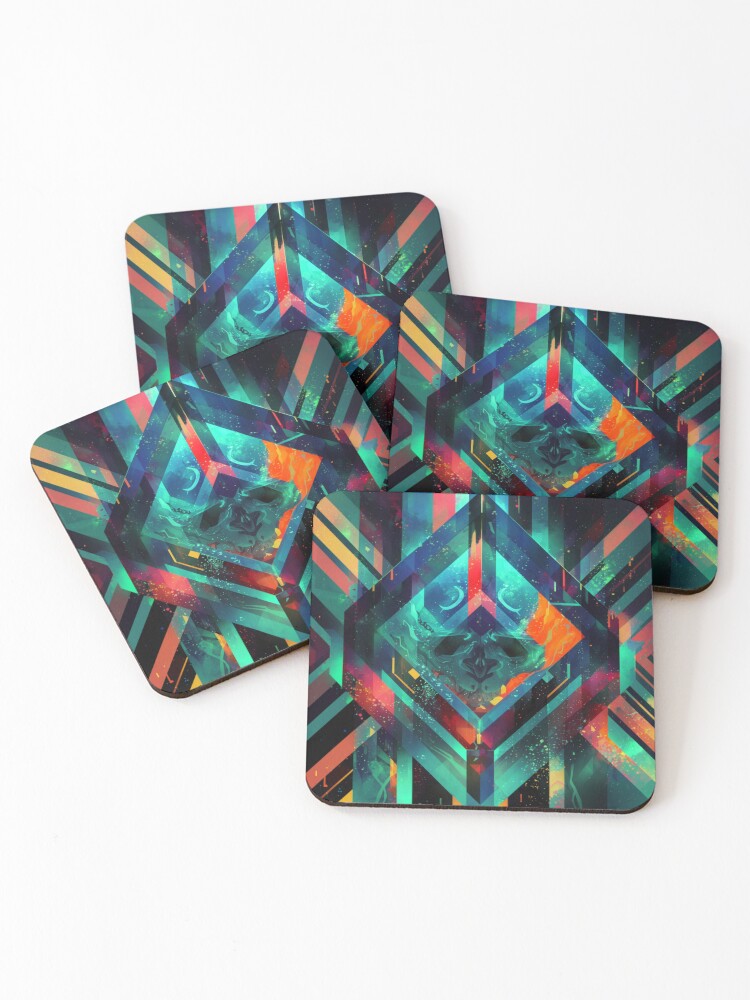 Thumbnail 1 of 5, Coasters (Set of 4), Colorful Abstract Geometric Pattern designed and sold by adlkh.
