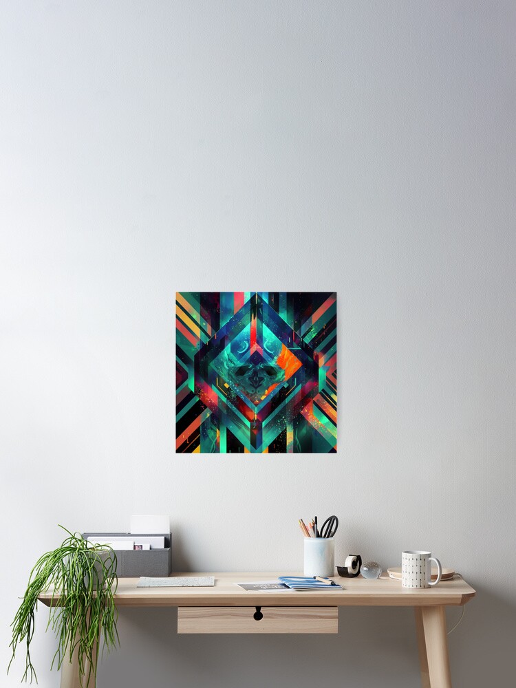 Thumbnail 2 of 3, Poster, Colorful Abstract Geometric Pattern designed and sold by adlkh.