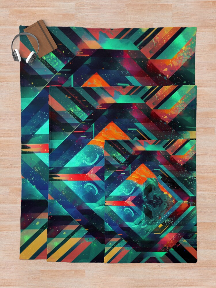 Thumbnail 5 of 6, Throw Blanket, Colorful Abstract Geometric Pattern designed and sold by adlkh.