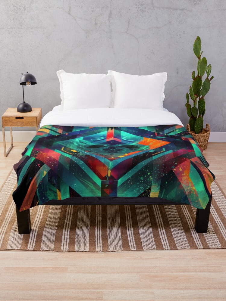 Thumbnail 1 of 6, Throw Blanket, Colorful Abstract Geometric Pattern designed and sold by adlkh.
