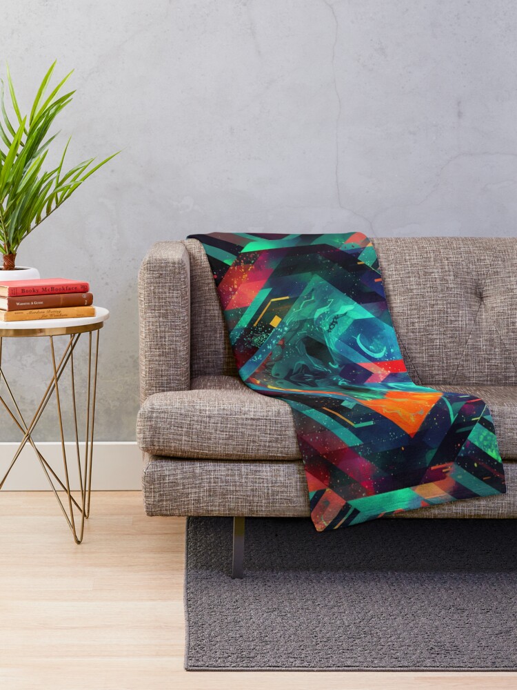 Thumbnail 2 of 6, Throw Blanket, Colorful Abstract Geometric Pattern designed and sold by adlkh.