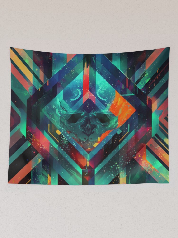 Thumbnail 2 of 3, Tapestry, Colorful Abstract Geometric Pattern designed and sold by adlkh.