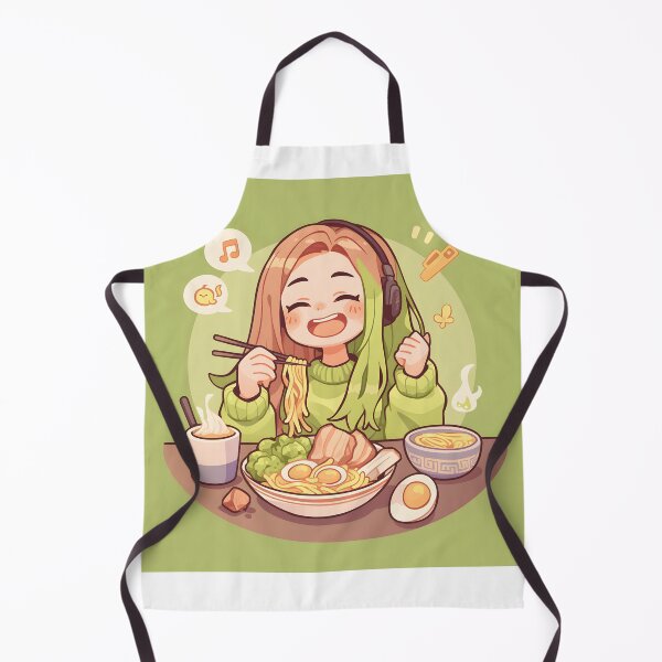 Artikelvorschau, Cute Manga Girl With Headphones Eating Noodles entworfen und verkauft von CoolMantras.