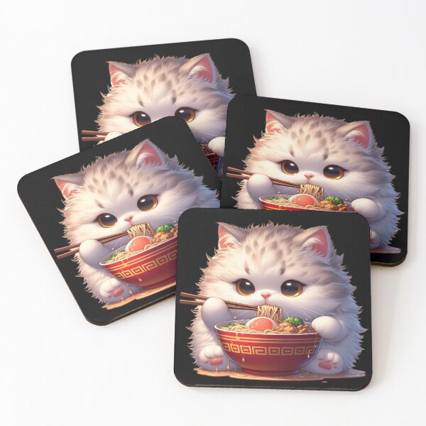 Item preview, Kawaii Kitten Eating Ramen 13 designed and sold by Totally4Ryo.