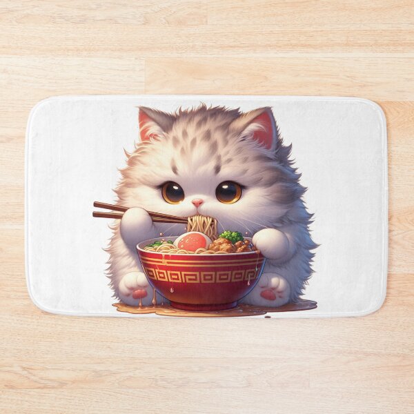 Item preview, Kawaii Kitten Eating Ramen 13 designed and sold by Totally4Ryo.