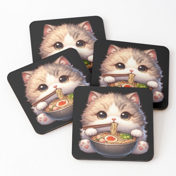 Item preview, Kawaii Kitten Eating Ramen 14 designed and sold by Totally4Ryo.