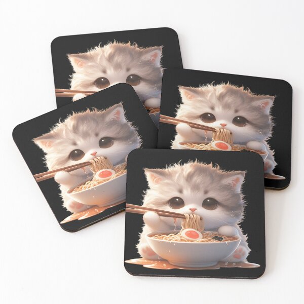Item preview, Kawaii Kitten Eating Ramen 15 designed and sold by Totally4Ryo.