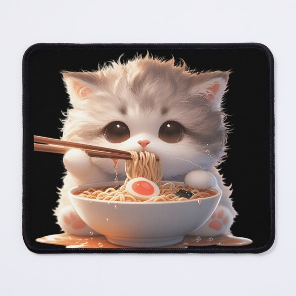 Item preview, Kawaii Kitten Eating Ramen 15 designed and sold by Totally4Ryo.