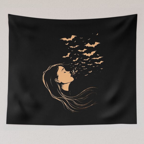 Item preview, GIRL BREATHING OUT BATS  designed and sold by justyna-s28.