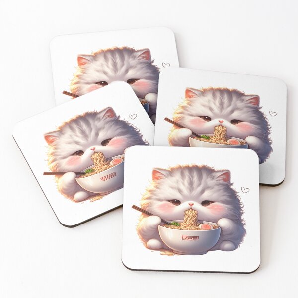 Item preview, Kawaii Kitten Eating Ramen 16 designed and sold by Totally4Ryo.