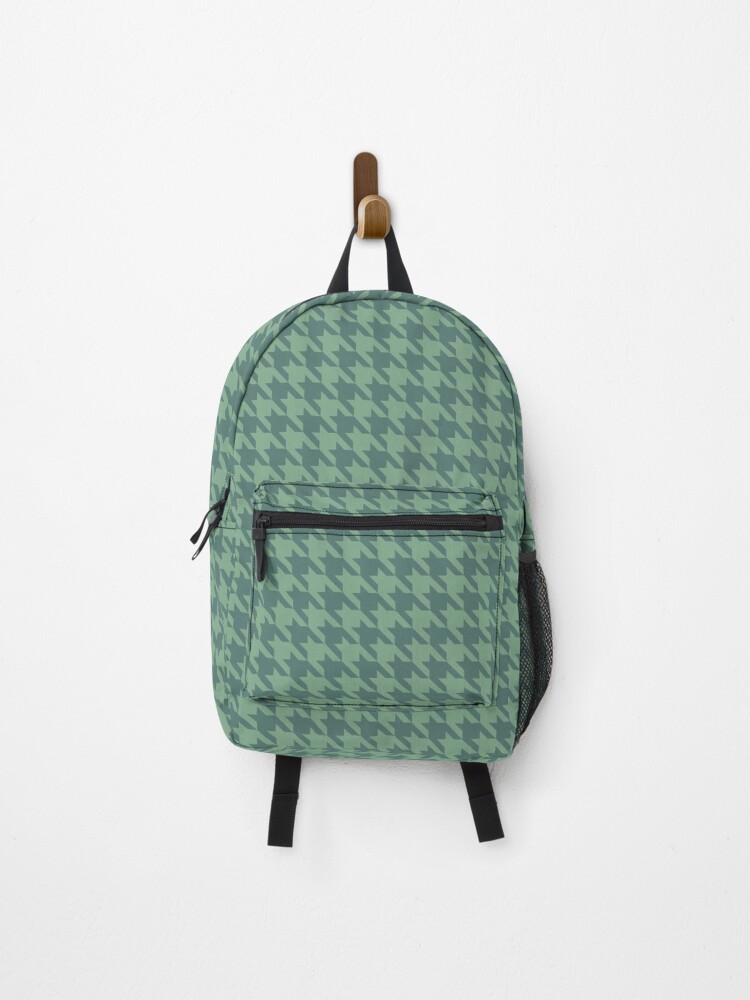 Thumbnail 1 of 3, Backpack, Green houndstooth pattern designed and sold by LinDraws.