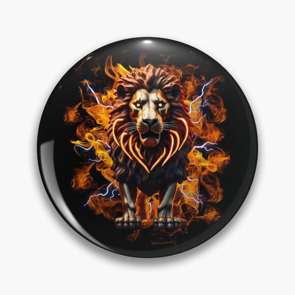 Item preview, retro burning lion designed and sold by Lunaawga.
