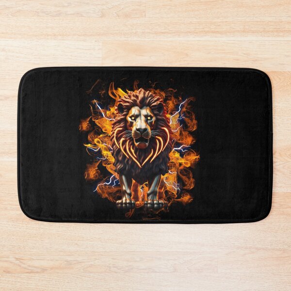 Item preview, retro burning lion designed and sold by Lunaawga.
