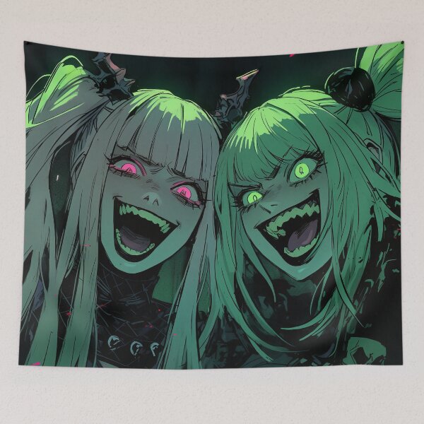 Item preview, Sinister Glow Anime Girl Twins designed and sold by bubblegoth.