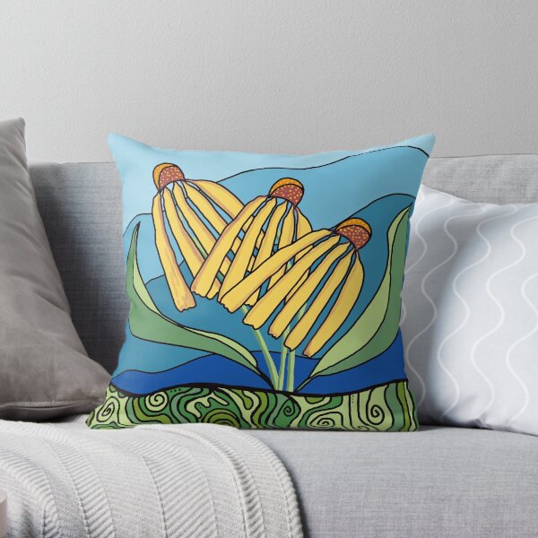 Earth Coneflower Throw Pillow