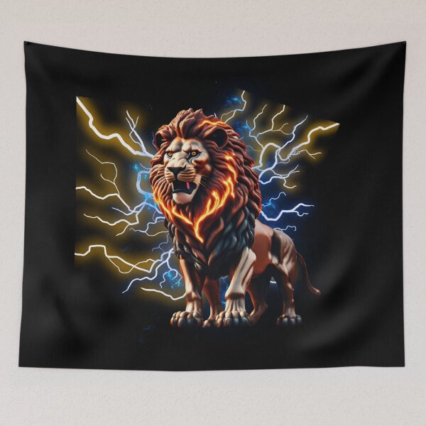Item preview, retro burning lion designed and sold by Lunaawga.