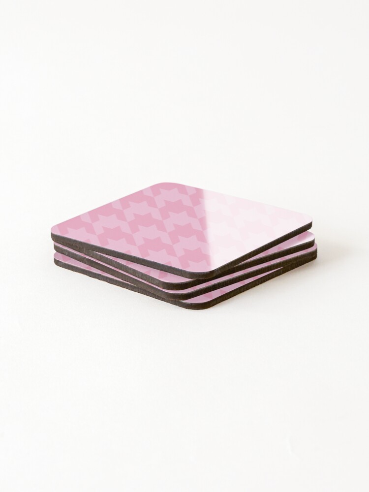 Thumbnail 4 of 5, Coasters (Set of 4), Pink houndstooth pattern designed and sold by LinDraws.